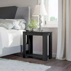 Mesa de Noche de Madera Estilo Artesanal con Estantes y Almacenamiento, Enchapado en Madera de Granero, 23.6" An. x 23.6" Al.