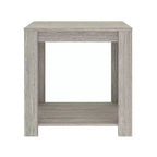 Mesa de Noche de Madera Estilo Artesanal con Estantes y Almacenamiento, Enchapado en Madera de Granero, 23.6" An. x 23.6" Al.