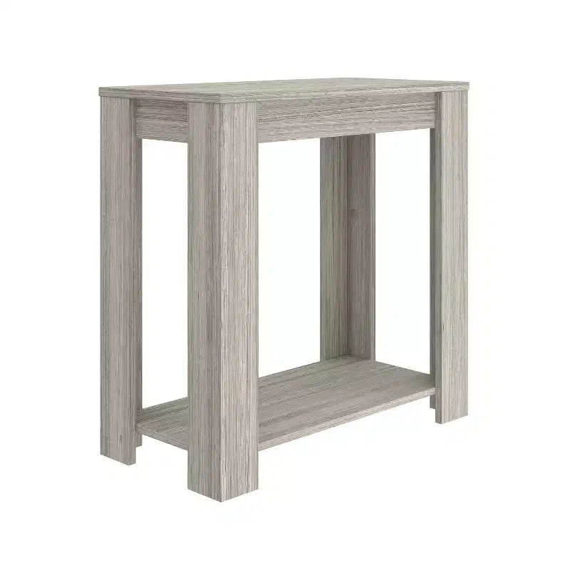 Mesa de Noche de Madera Estilo Artesanal con Estantes y Almacenamiento, Enchapado en Madera de Granero, 23.6" An. x 23.6" Al.