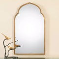 Espejo de pared dorado marroquí con arco, 40 x 24 pulgadas