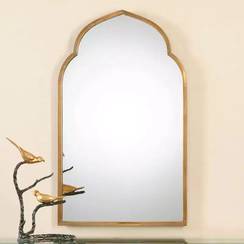 Espejo de pared dorado marroquí con arco, 40 x 24 pulgadas