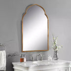 Espejo de pared dorado marroquí con arco, 40 x 24 pulgadas