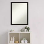 Espejo de baño de pared, marco satinado negro estrecho, 22x28", colgar vertical u horizontal