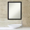 Espejo de baño de pared, marco satinado negro estrecho, 22x28", colgar vertical u horizontal