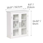 Mueble de pared con 2 puertas de cristal templado y 2 estantes ajustables, blanco, 20.5" An. x 24" Al.