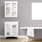 Mueble de pared con 2 puertas de cristal templado y 2 estantes ajustables, blanco, 20.5" An. x 24" Al.