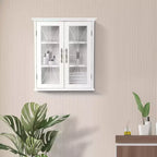 Mueble de pared con 2 puertas de cristal templado y 2 estantes ajustables, blanco, 20.5" An. x 24" Al.