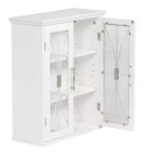 Mueble de pared con 2 puertas de cristal templado y 2 estantes ajustables, blanco, 20.5" An. x 24" Al.