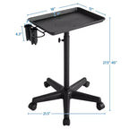 Carrito de peluquería profesional con bandeja de instrumentos de altura ajustable, negro/plateado