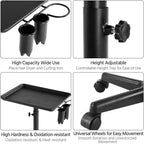 Carrito de peluquería profesional con bandeja de instrumentos de altura ajustable, negro/plateado