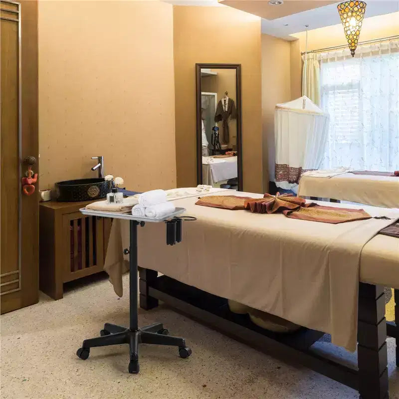 Carrito de peluquería profesional con bandeja de instrumentos de altura ajustable, negro/plateado