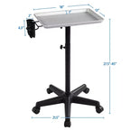 Carrito de peluquería profesional con bandeja de instrumentos de altura ajustable, negro/plateado