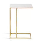 Mesa auxiliar en C Modern Glam con tapa de mármol blanco y estructura de metal dorado, 26.5" de alto