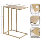 Mesa auxiliar en C Modern Glam con tapa de mármol blanco y estructura de metal dorado, 26.5" de alto