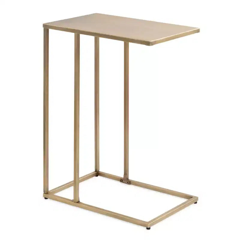 Mesa auxiliar en C Modern Glam con tapa de mármol blanco y estructura de metal dorado, 26.5" de alto