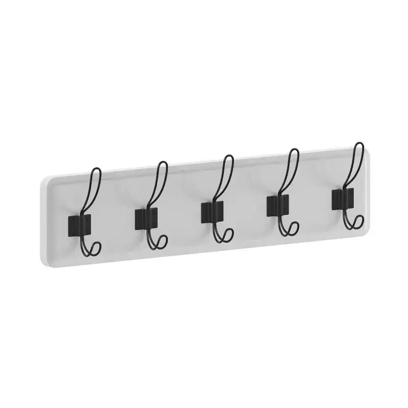 Flash Furniture Daly Wall Mounted 24 Inch Solid White Solid Pine Wood Storage Rack with 5 Hooks For Entryway, Kitchen, Bathroom
