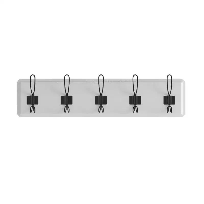 Perchero de pared con 5 ganchos dobles, madera maciza de pino, blanco, 61 cm de ancho