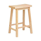Taburete clásico de madera para cocina o barra de 24 pulgadas con asiento sin respaldo y 4 patas cuadradas, para hogares, comedores y bares, color natural (paquete de 5)