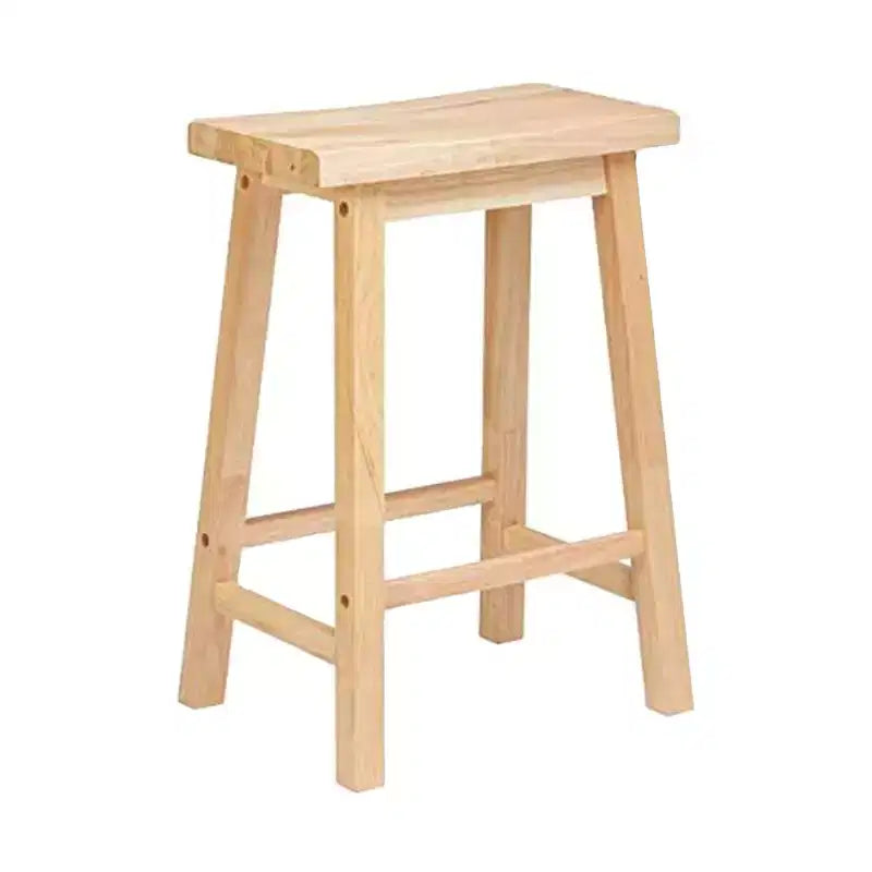 Taburete clásico de madera para cocina o barra de 24 pulgadas con asiento sin respaldo y 4 patas cuadradas, para hogares, comedores y bares, color natural (paquete de 5)