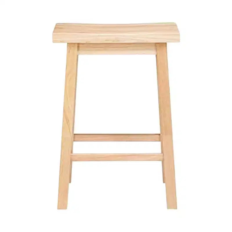 Taburete clásico de madera para cocina o barra de 24 pulgadas con asiento sin respaldo y 4 patas cuadradas, para hogares, comedores y bares, color natural (paquete de 5)