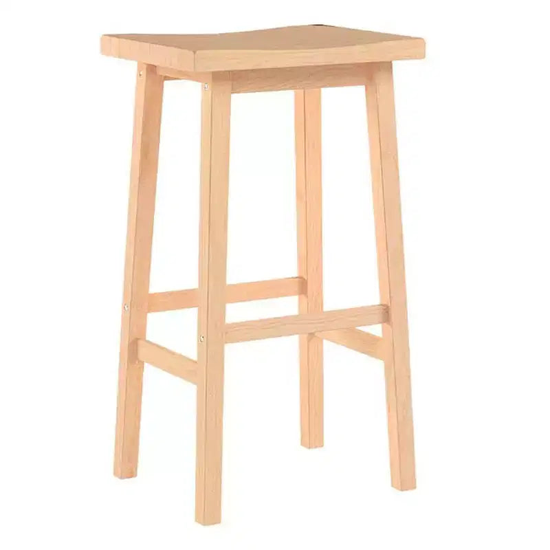 Taburete clásico de madera para cocina o barra de 24 pulgadas con asiento sin respaldo y 4 patas cuadradas, para hogares, comedores y bares, color natural (paquete de 5)